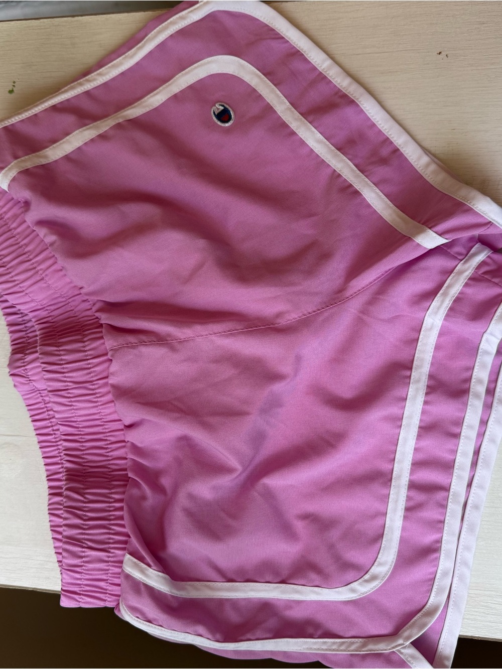Champion Pink Girls' Athletic Shorts with White Trim